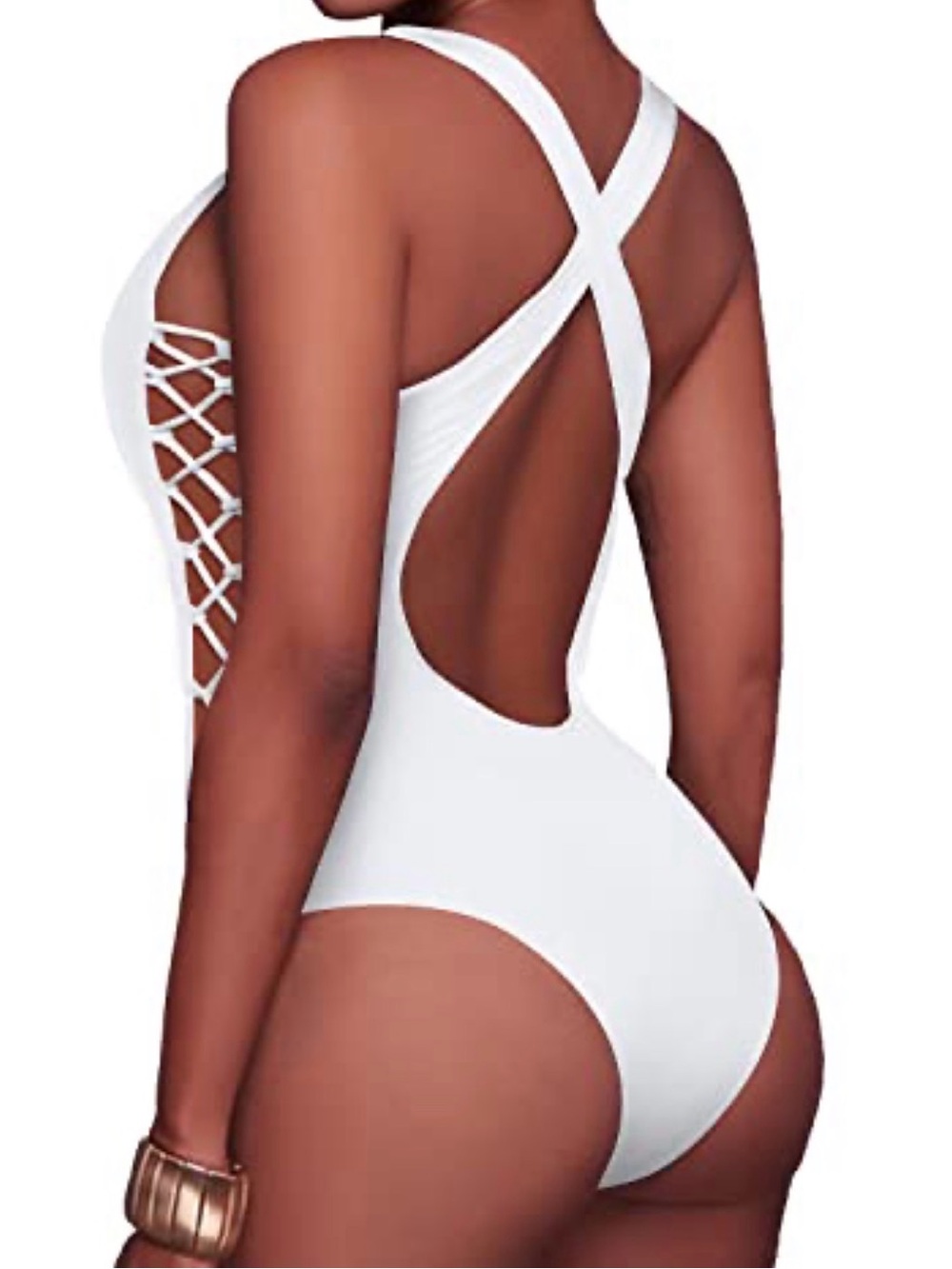 Holipick White Lace-Up One-Piece Swimsuit size M <<<336>>> - Picture 2 of 6